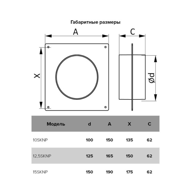 Соединитель круглых каналов Era 15SKNP с накладной пластиной 190*175/150 мм