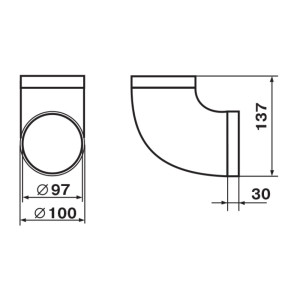 Колено воздуховода Zernberg 121 круглых каналов 100 мм