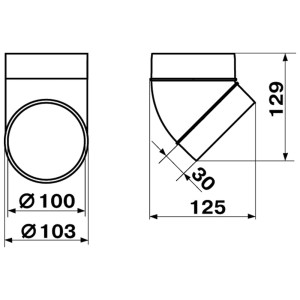 Колено воздуховода Zernberg 121-45 круглых каналов 100 мм