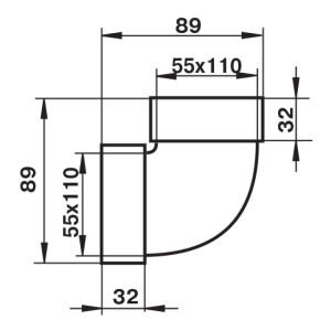Колено воздуховода Zernberg 5252 вертикальное 110*55 мм