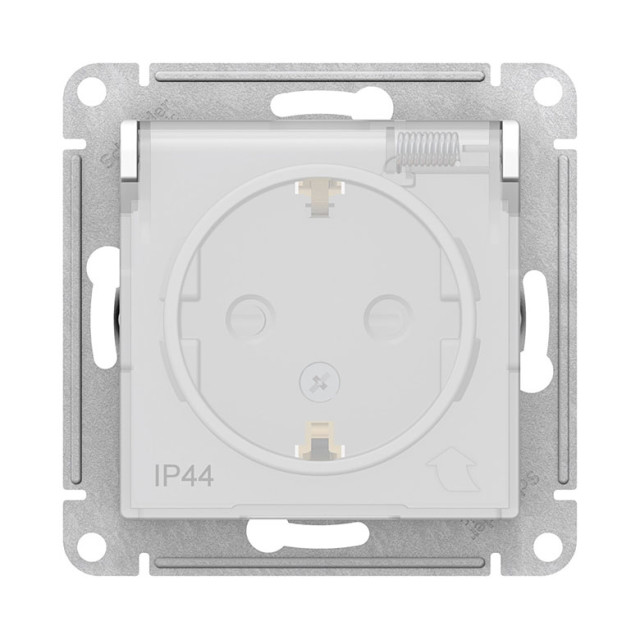 Розетка Schneider Electric AtlasDesign ATN000146 с заземлением со шторкой с крышкой белая