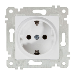 Розетка Mutlusan Rita 2200 600 0201 1-ая скрытая без рамки с заземлением белая