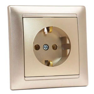 Розетка Bylectrica Стиль РС16-306 1 место с заземлением шампань