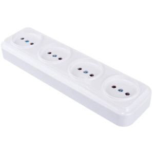 Розетка Bylectrica Вариант РА16-0181 4 места без заземления белая