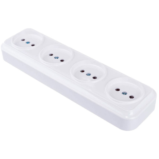 Розетка Bylectrica Вариант РА16-0181 4 места без заземления белая