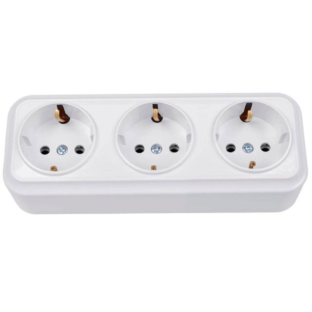 Розетка Bylectrica Вариант РА16-0162 3 гнезда с заземленеим белая