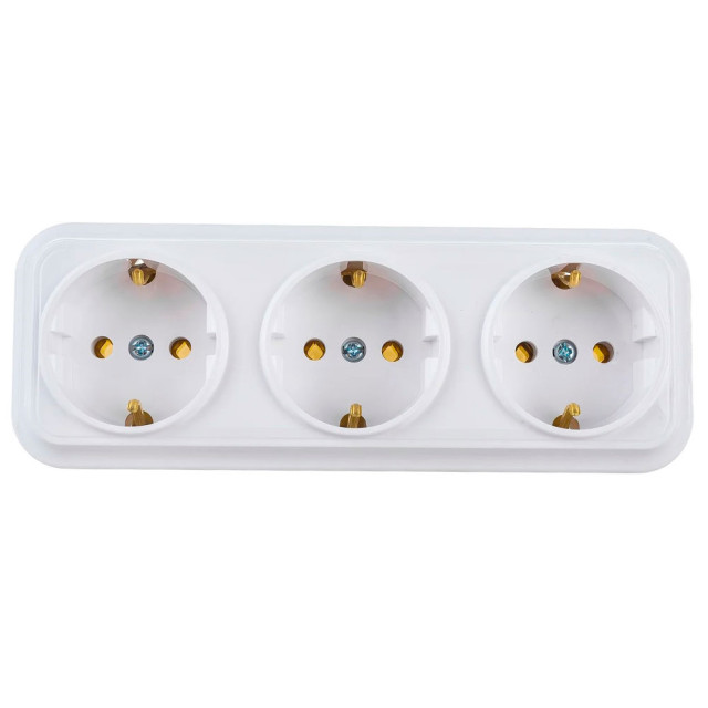 Розетка Bylectrica Вариант РА16-0162 3 гнезда с заземленеим белая