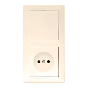 Блок Bylectrica Стиль В-РЦ-685 выключатель 1 клавиша + розетка без заземления бежевый