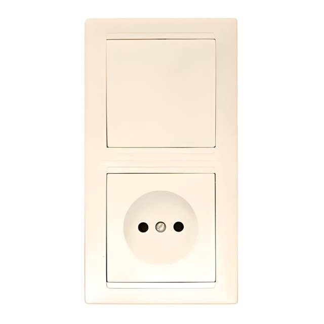 Блок Bylectrica Стиль В-РЦ-685 выключатель 1 клавиша + розетка без заземления бежевый