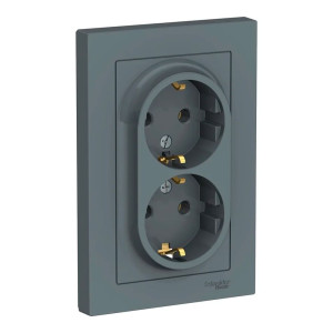 Розетка Schneider Electric AtlasDesign ATN000724 2 места с заземлением грифель