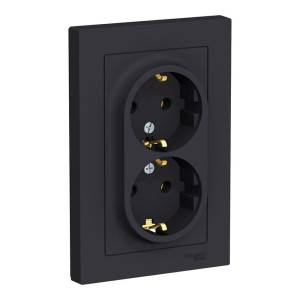 Розетка Schneider Electric AtlasDesign ATN001024 2 места с заземлением карбон