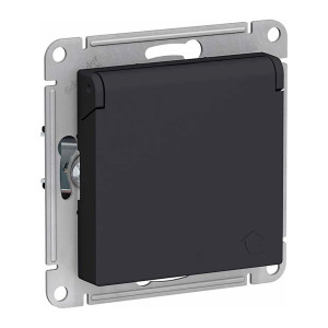 Розетка Schneider Electric AtlasDesign ATN001046 с заземлением со шторкой с крышкой карбон