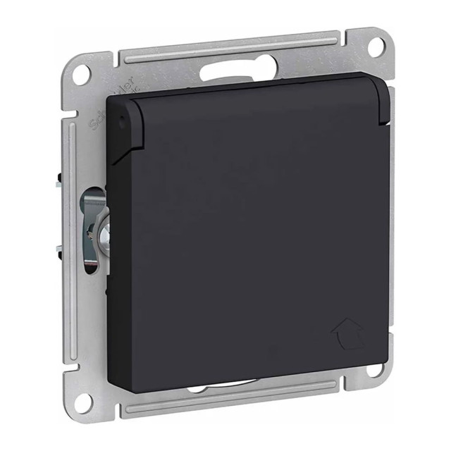 Розетка Schneider Electric AtlasDesign ATN001046 с заземлением со шторкой с крышкой карбон