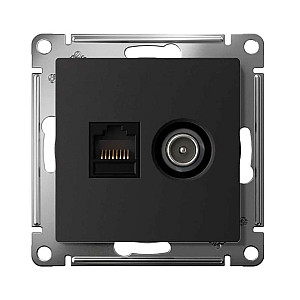 Розетка ТВ + компьютерная Schneider Electric AtlasDesign ATN001089 двойная RJ45 карбон