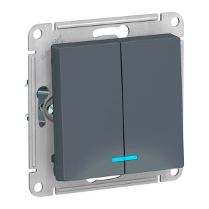 Выключатель Schneider Electric AtlasDesign ATN000753 2 клавиши с подсветкой грифель
