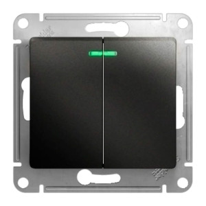 Выключатель Schneider Electric Glossa GSL000753 2 клавиши с подсветкой антрацит