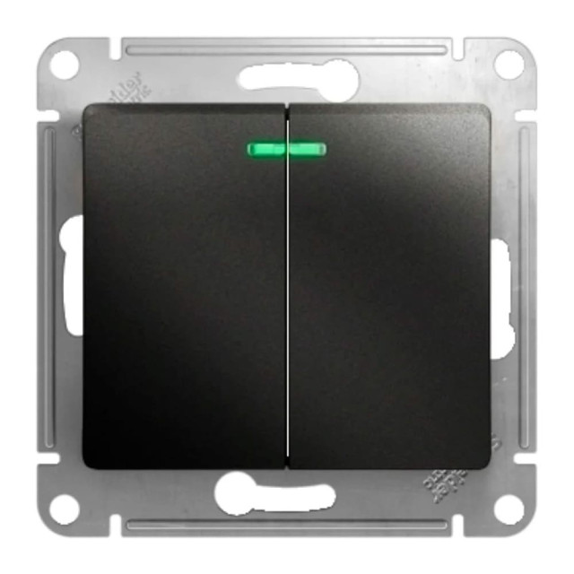Выключатель Schneider Electric Glossa GSL000753 2 клавиши с подсветкой антрацит