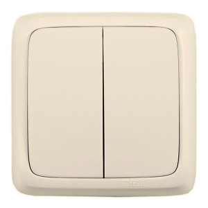 Выключатель Hegel Alfa ВА10-153-01 2 клавиши слоновая кость