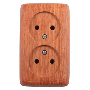 Розетка Hegel Alfa РА16-143-05 2 гнезда без заземления дуб