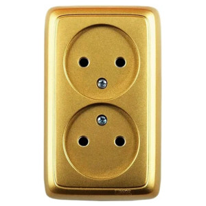 Розетка Hegel Alfa РА16-143-07 2 гнезда без заземления золото