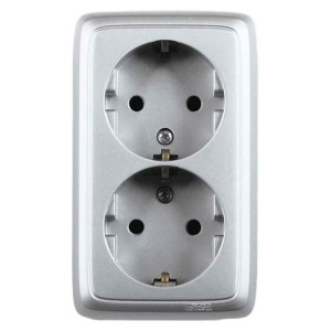 Розетка Hegel Alfa РА16-153-06 с заземлением серебро