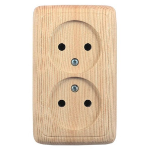 Розетка Hegel Alfa РА16-143-02 двойная без заземления сосна