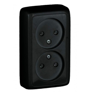 Розетка Hegel Alfa РА16-143-08 двойная без заземления черный