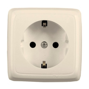Розетка Hegel Alfa РА16-113-01 с заземлением слоновая кость