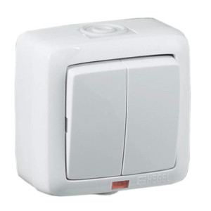 Выключатель Hegel Alfa ВА10-252 с подсветкой 2 клавиши белый