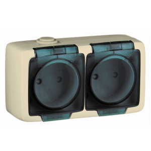 Розетка Hegel Alfa РА16-241-01 2 гнезда без заземления с крышкой слоновая кость