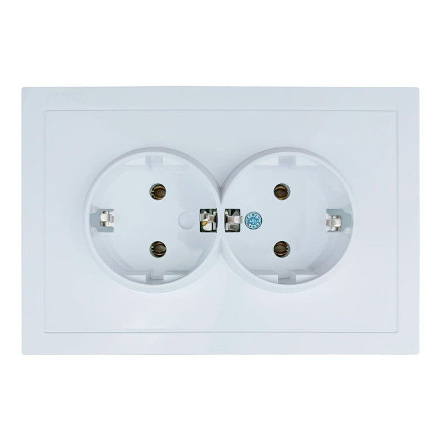Розетка Lezard Zima 704-0200-128BQC 2 места безвинтовой зажим/клемма без заземления белая