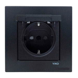 Розетка Viko Novella 92105412 с крышкой дымчатый