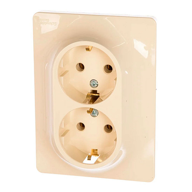 Розетка Schneider Electric Glossa GSL000224 двойная с заземлением бежевая