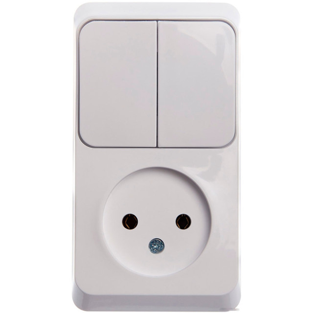 Блок Schneider Electric Этюд BPA16-205B розетка без заземления + выключатель 2 клавиши белый