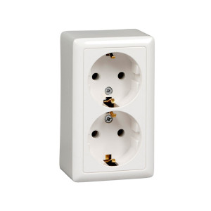 Розетка Schneider Electric Хит RA16-238I-B двойная с заземлением белая