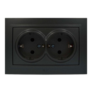 Розетка EL-BI Zena 500-014820-907 2 места с заземлением вантаблэк