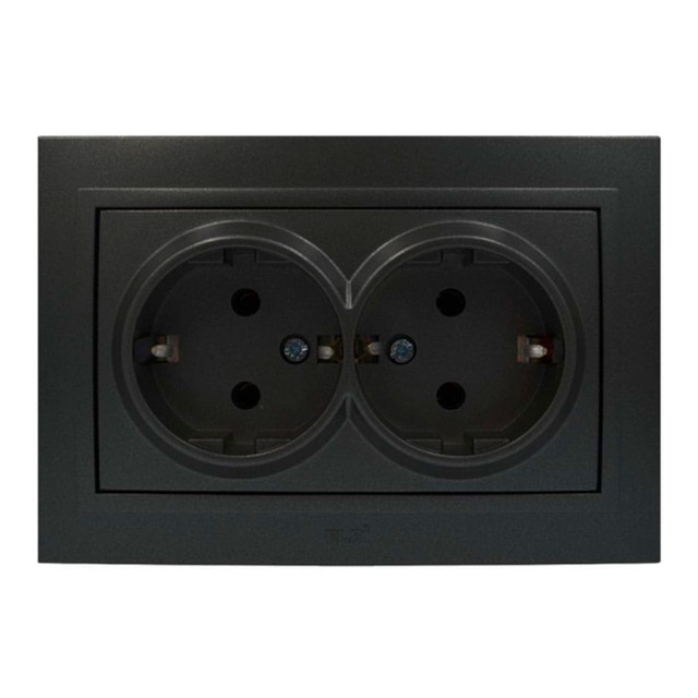 Розетка EL-BI Zena 500-014820-907 2 места с заземлением вантаблэк
