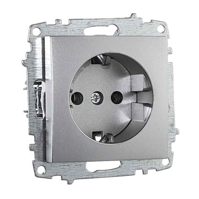 Розетка EL-BI Zena-Vega 609-011000-217 1 гнездо с заземлением серебро