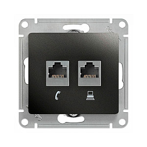 Розетка Schneider Electric AtlasDesign GSL000785 двойная RJ11+RJ45 кат. 5Е антрацит