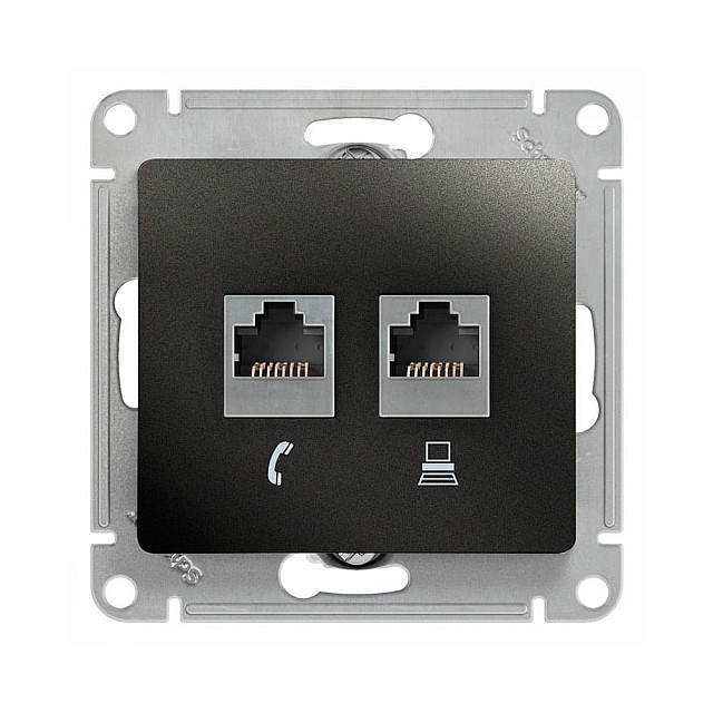 Розетка Schneider Electric AtlasDesign GSL000785 двойная RJ11+RJ45 кат. 5Е антрацит