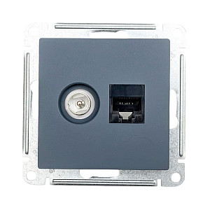 Розетка компьютерная + TB Schneider Electric AtlasDesign ATN000789 двойная RJ45+TV грифель