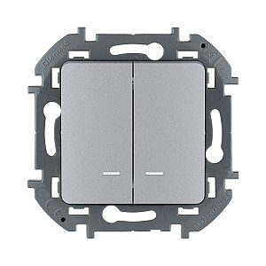 Выключатель Legrand Inspiria 673632 2 клавиши с подсветкой алюминий