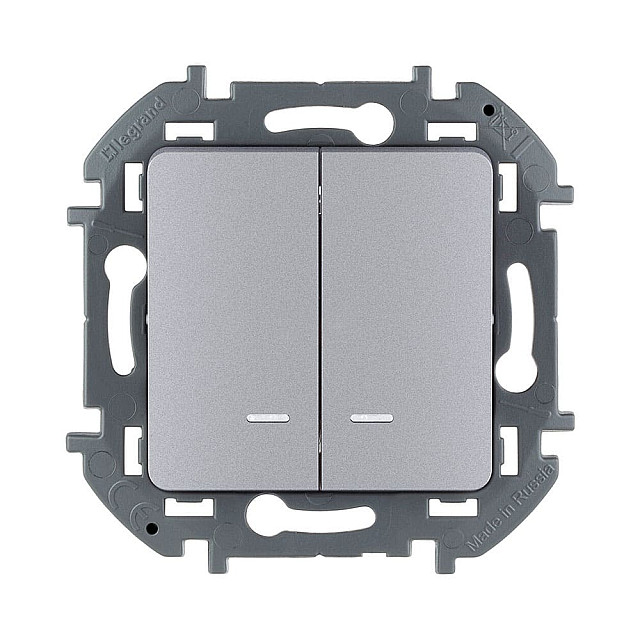 Выключатель Legrand Inspiria 673632 2 клавиши с подсветкой алюминий