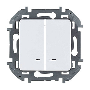 Выключатель Legrand Inspiria 673630 2 клавиши с подсветкой белый