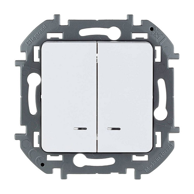 Выключатель Legrand Inspiria 673630 2 клавиши с подсветкой белый