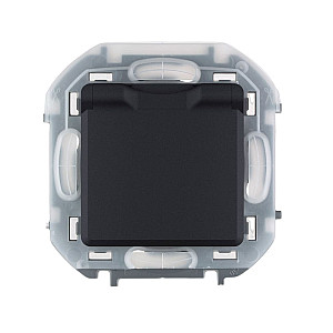 Розетка Legrand Inspiria 673743 2P+E с крышкой со шторками IP44 антрацит