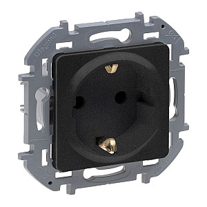 Розетка Legrand Inspiria 673733 2P+E со шторками антрацит