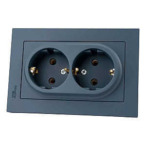 Розетка Schneider Electric AtlasDesign ATN000724 c заземлением в сборе грифель