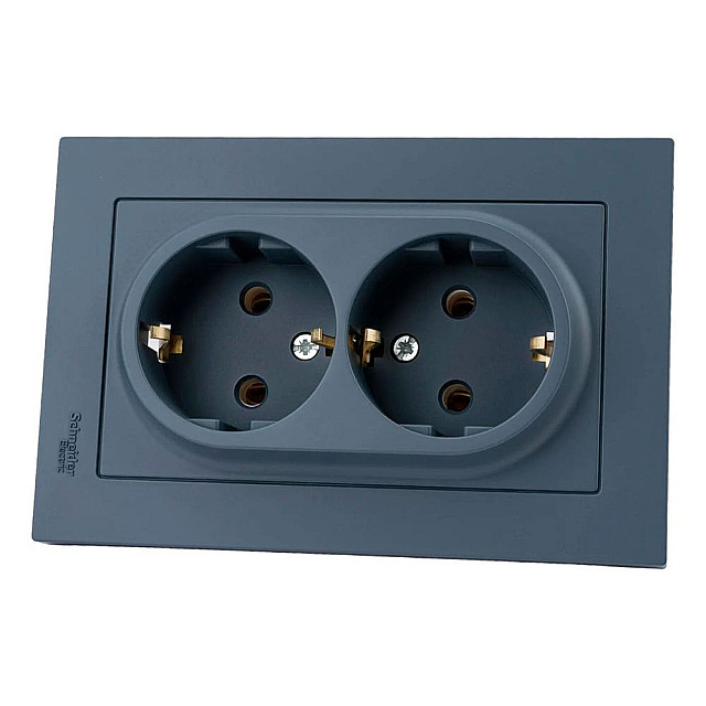 Розетка Schneider Electric AtlasDesign ATN000724 c заземлением в сборе грифель