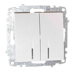 Выключатель EL-BI Zena-Vega 609-015600-203 2 клавиши с подсветкой белоснежный